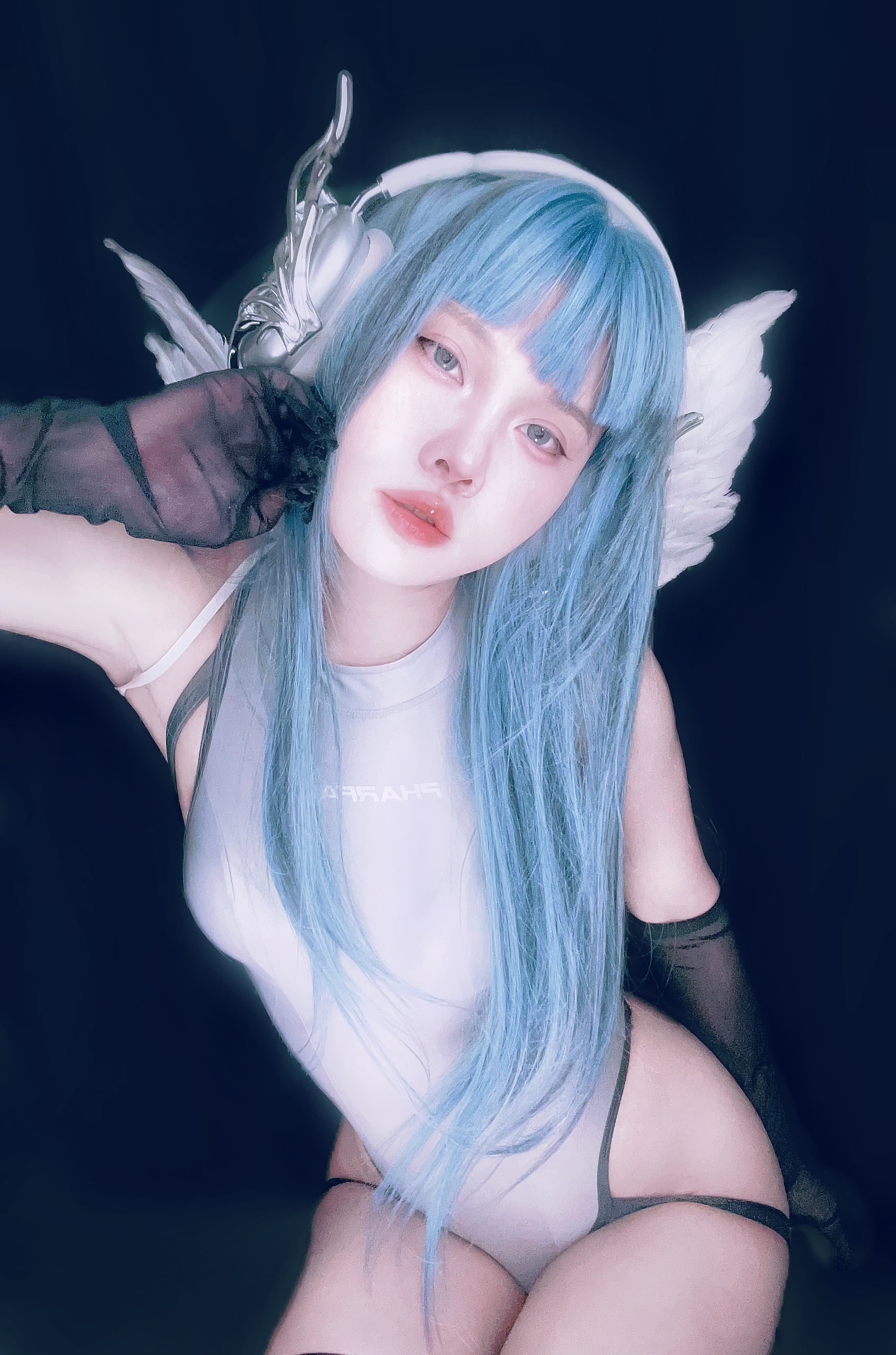 Moonrize — blue-haired winged portrait